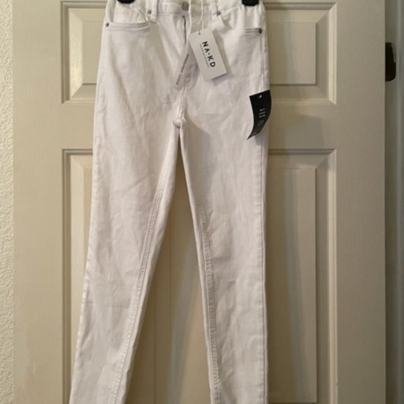 NA-KD High Waist Skinny EU 36 White Jeans NWTs Straight Leg NICE! - Picture 2 of 8